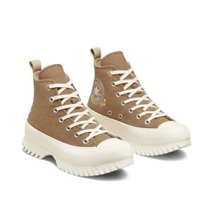 Converse High-Top Sneakers in Tan and White